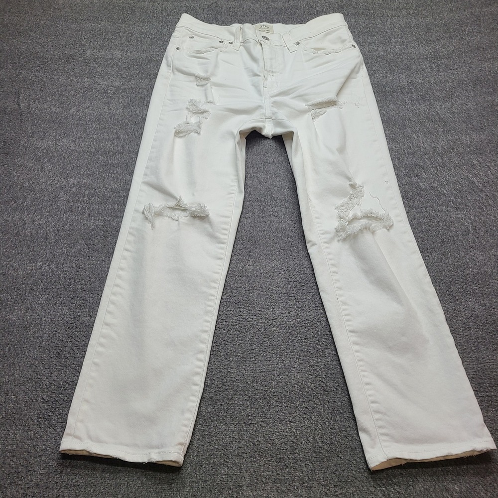 J.Crew Vintage Crop Jeans Womens 27 White Excellent Distressed High Rise Denim